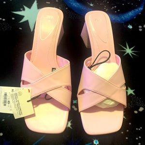 Zara mid height block heel sandals size 9